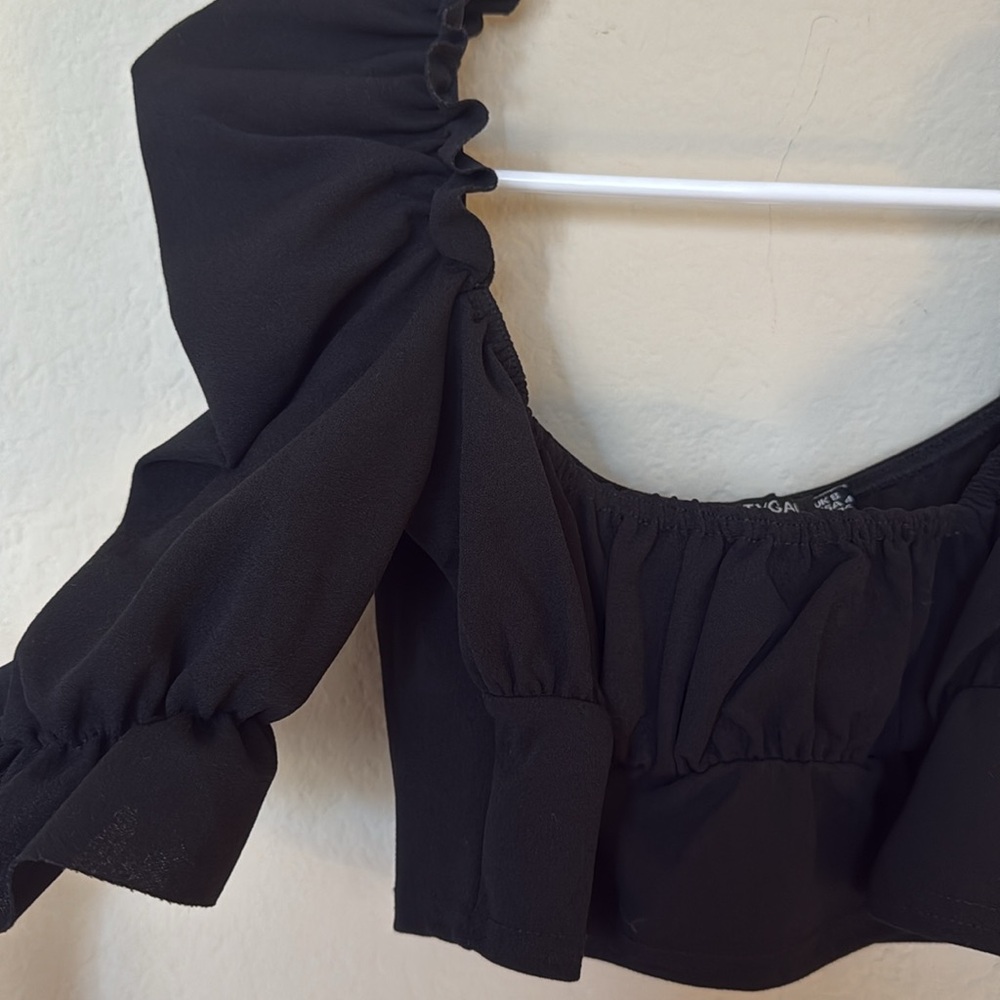 Square Were You Puff Sleeve Crop Top T17 - Picture 5 of 6